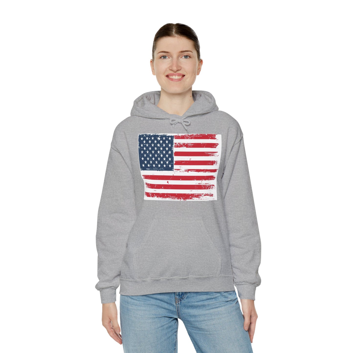 Vintage American Flag Hoodie, Unisex Sweatshirt for Independence Day, Patriotic Gift, Cozy Outerwear, 4th of July Celebration