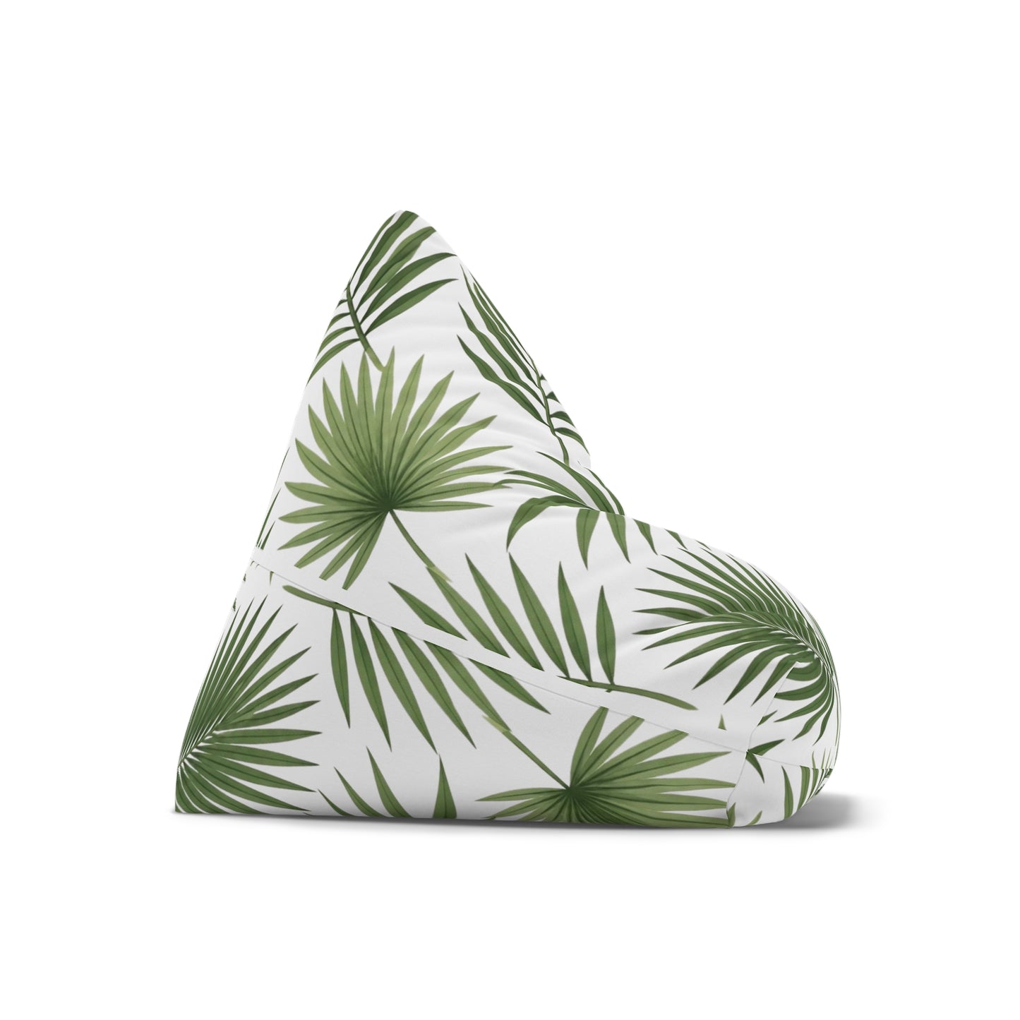 Tropical Palm Leaf Bean Bag Cover - Green Botanical Floor Pouf Slipcover