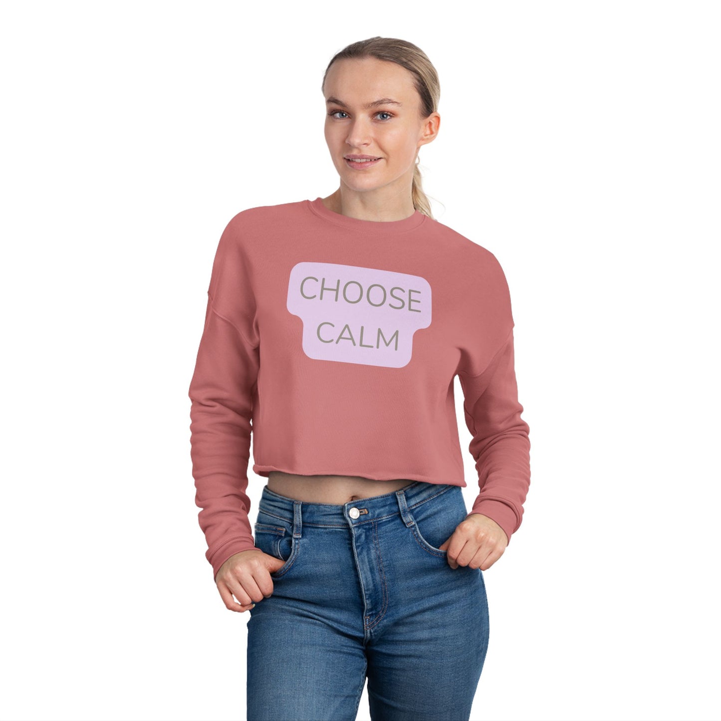 Cropped Sweatshirt — "Choose Calm" Relaxed Women's Crop Top