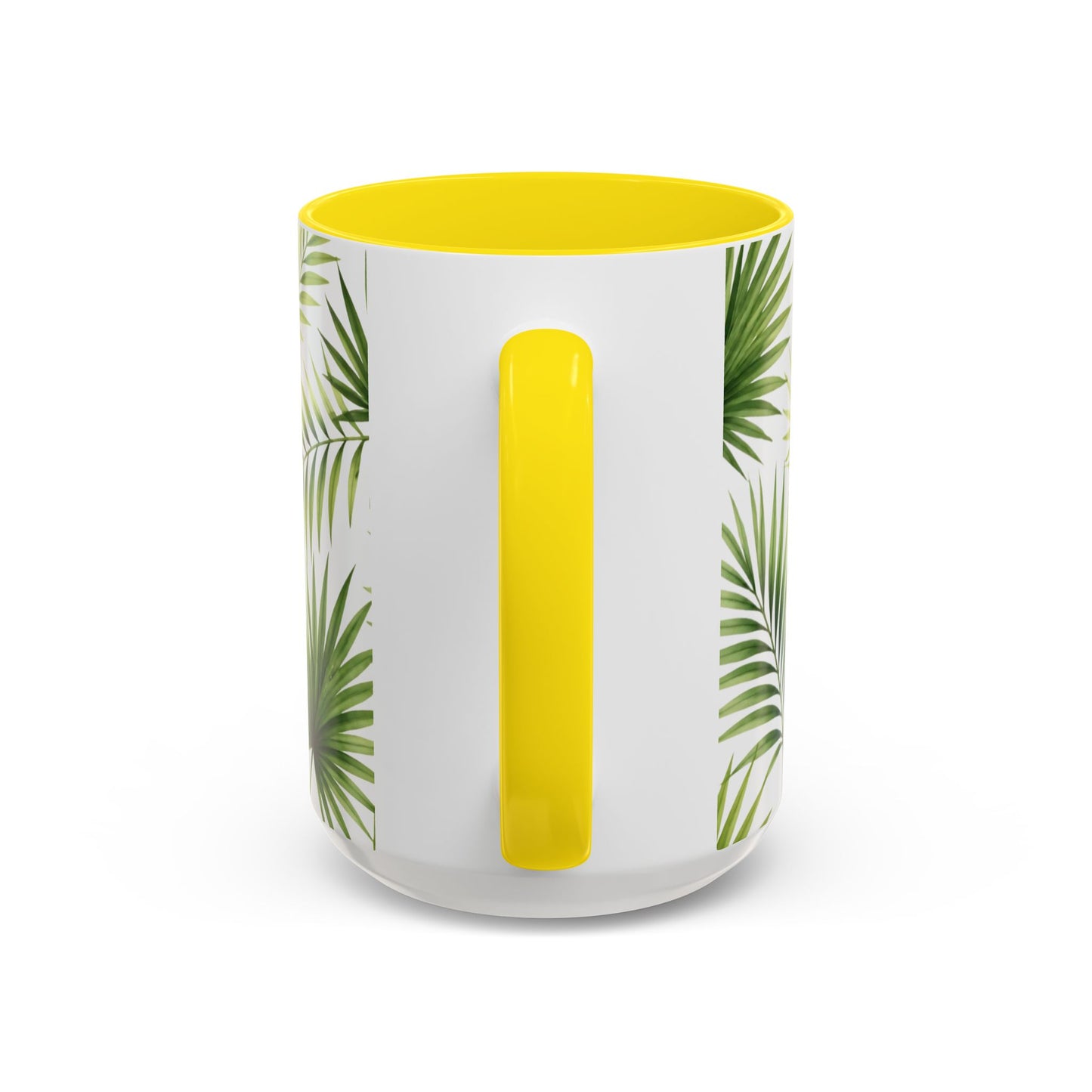 Tropical Palm Accent Coffee Mug – Green Leaf Pattern, 11/15oz