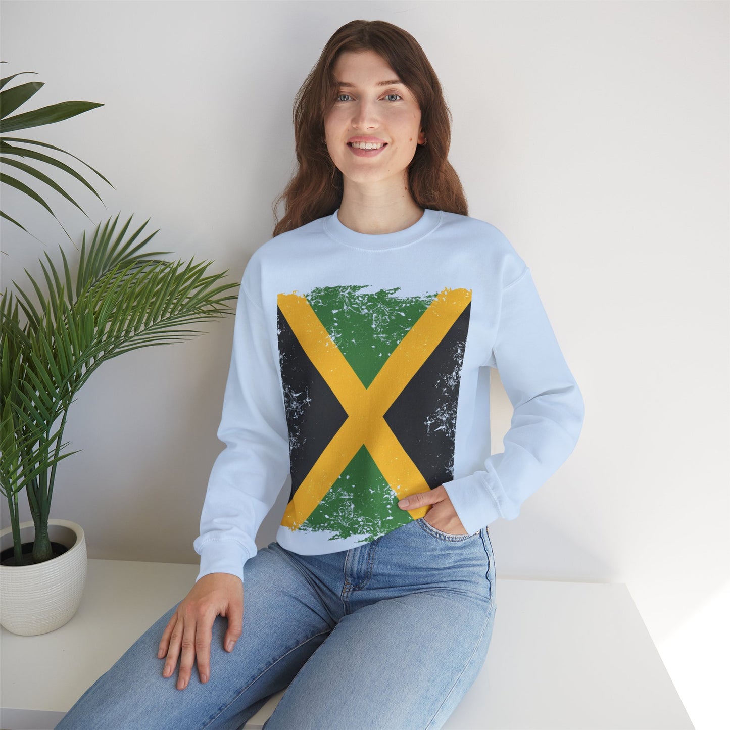 Jamaican Flag Crewneck Sweatshirt, Unisex Sweatshirt, Casual Wear, Gift for Him or Her, Travel Apparel, Cultural Celebration