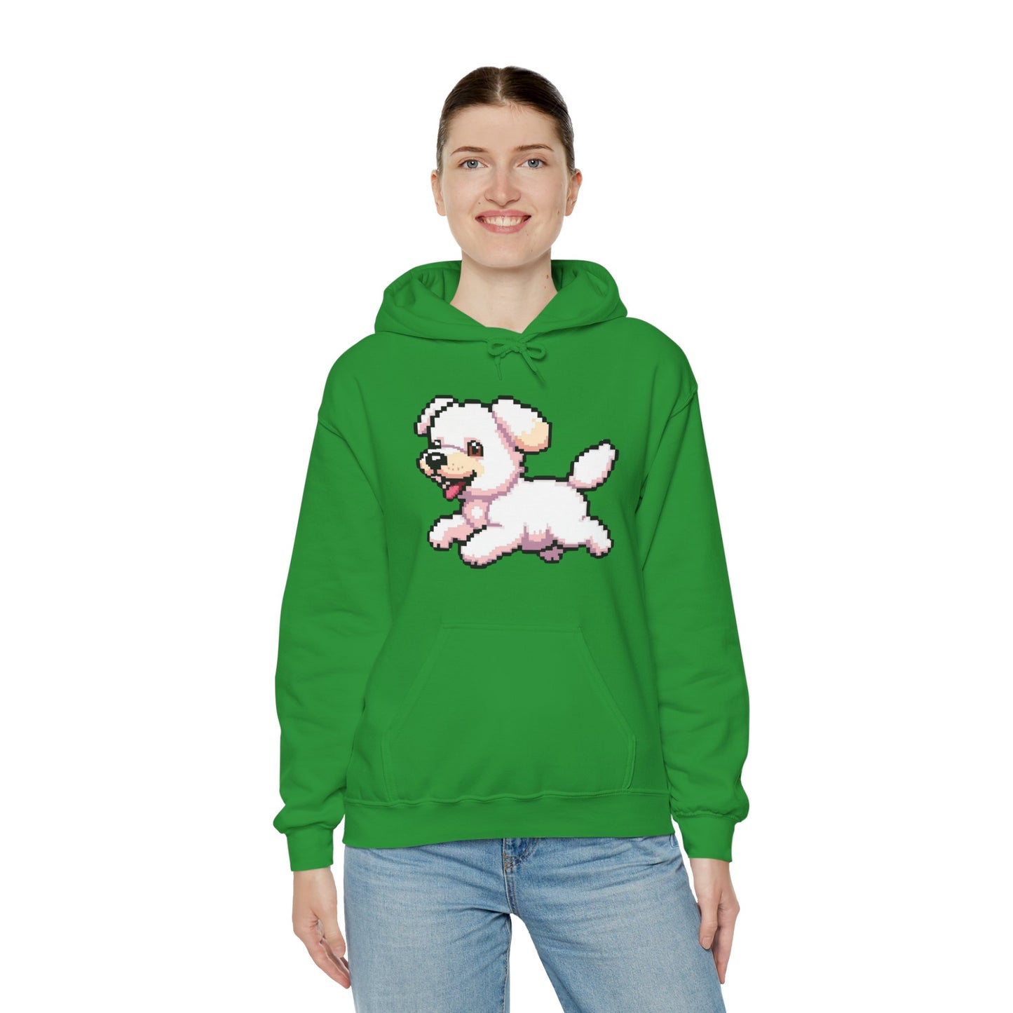 Pixelated Dog Unisex Hoodie, Cozy Pet Lover Sweatshirt, Cute Dog Design, Gift for Animal Lovers, Ideal for Casual Wear, Perfect for Holidays