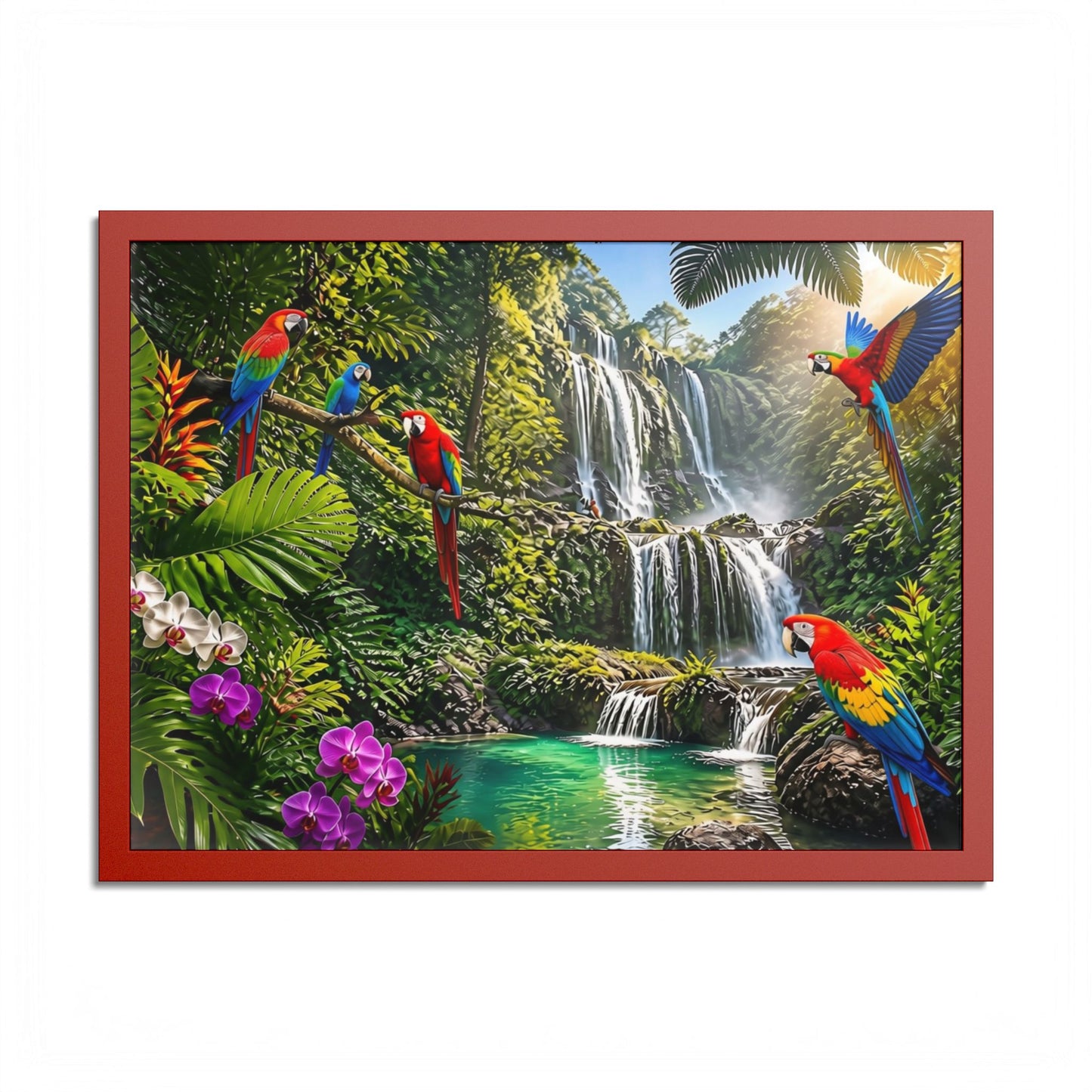 Tropical Waterfall Parrot Poster