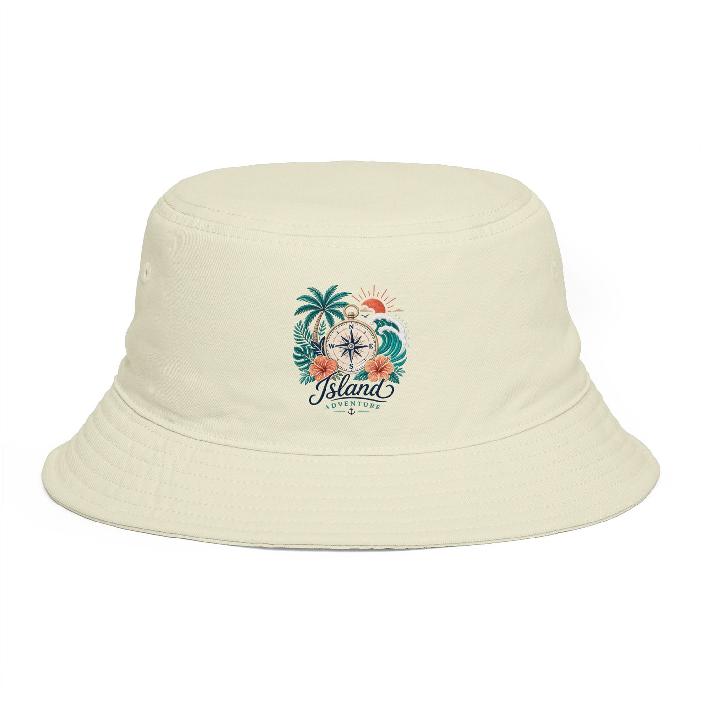 Tropical Compass Bucket Hat — Vintage Beach Palm Sun Design