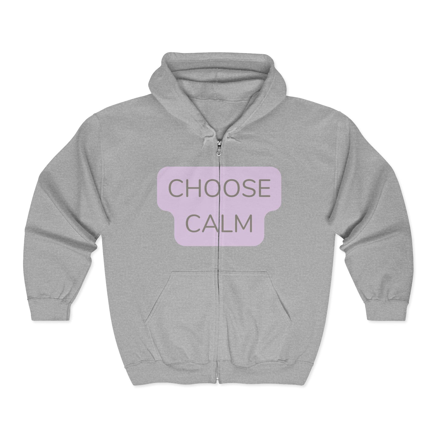 Choose Calm Zip Unisex Heavy Blend Hoodie — Relaxation Graphic Full-Zip Hoodie