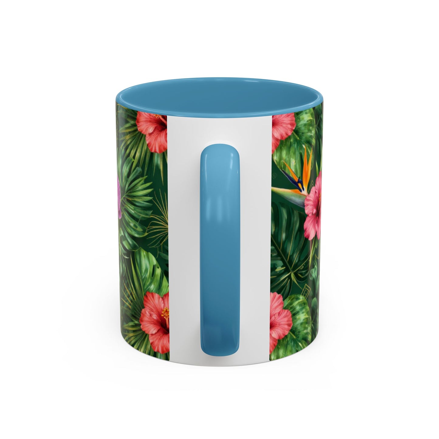 Tropical Floral Coffee Mug — Orchid & Hibiscus Accent 11/15oz