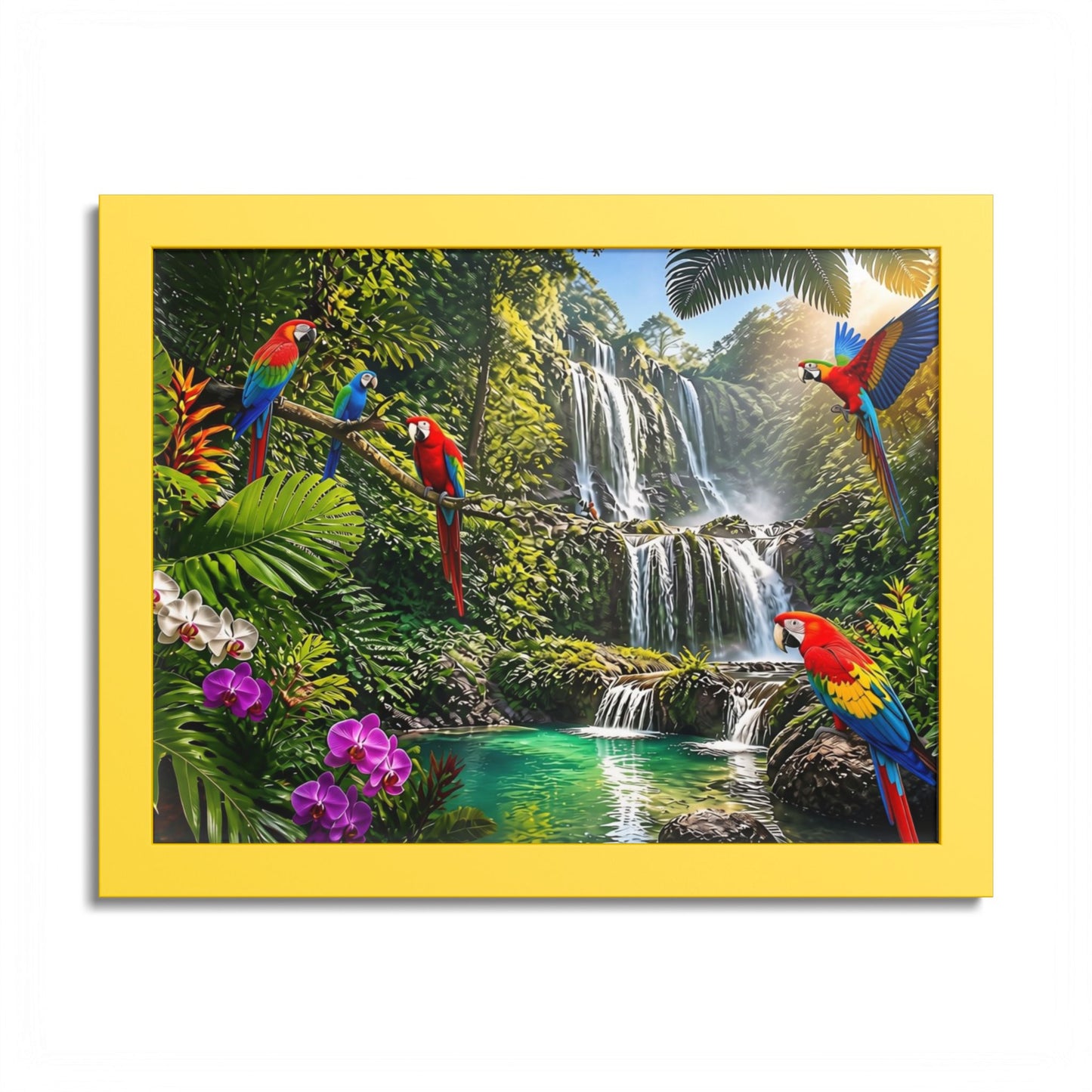 Tropical Waterfall Parrot Poster