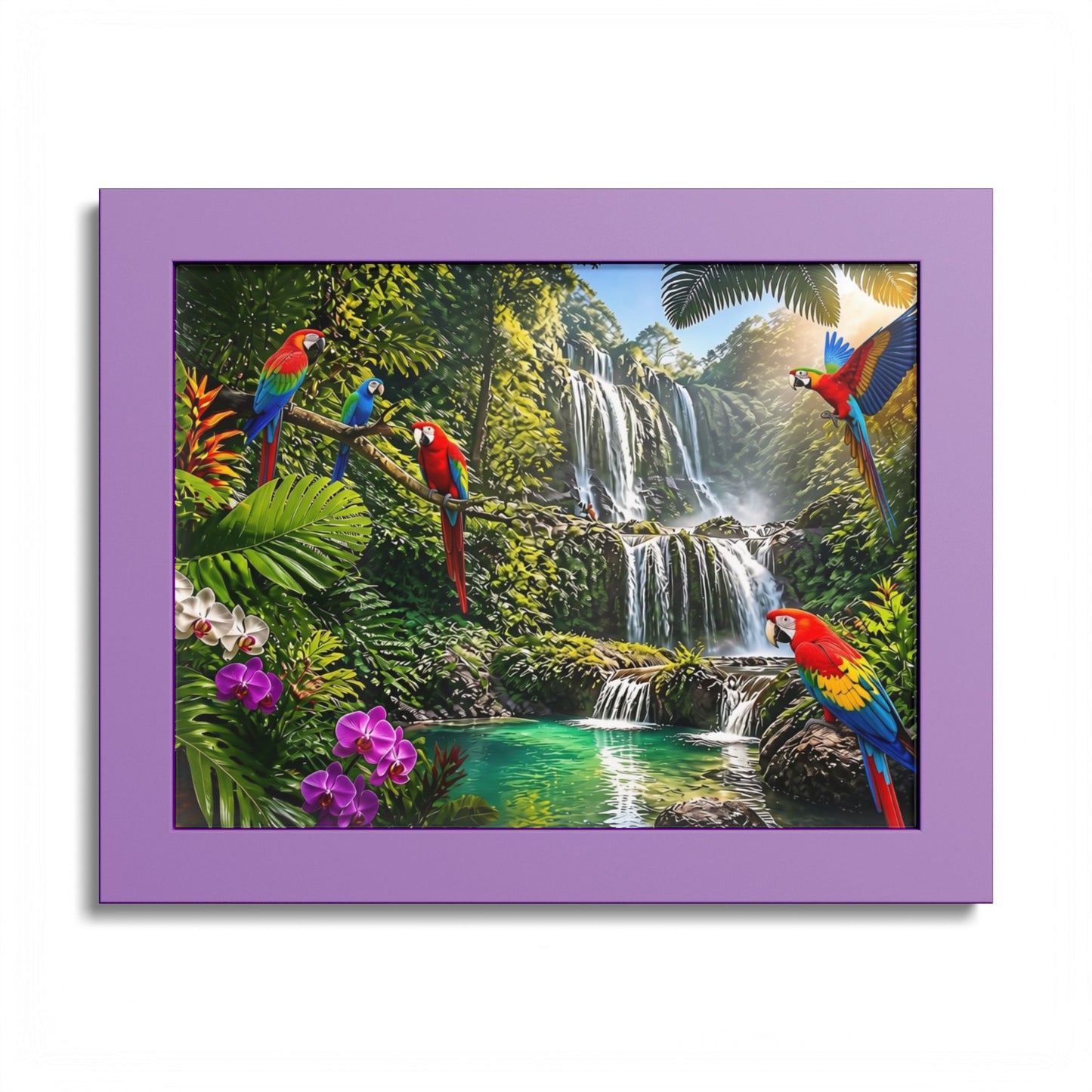 Tropical Waterfall Parrot Poster