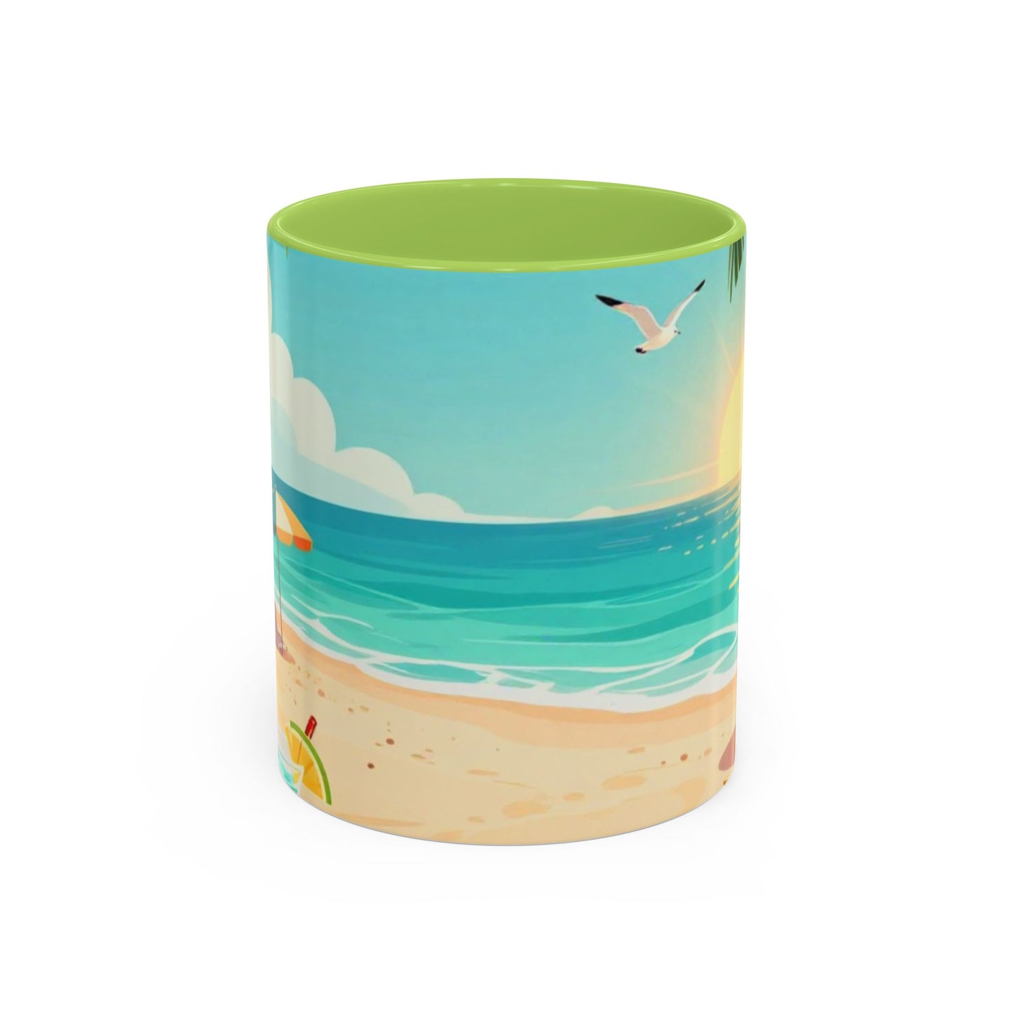 Beach Sunrise Coffee Mug — Tropical Ocean Scene Accent Mug (11/15oz)