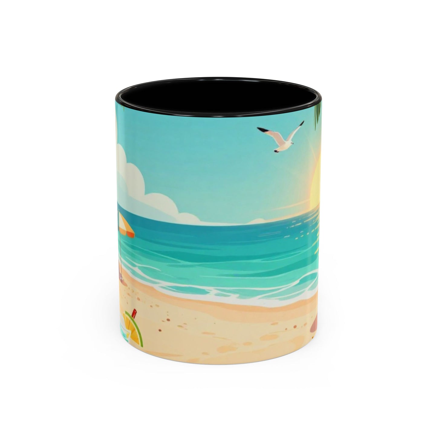 Beach Sunrise Coffee Mug — Tropical Ocean Scene Accent Mug (11/15oz)