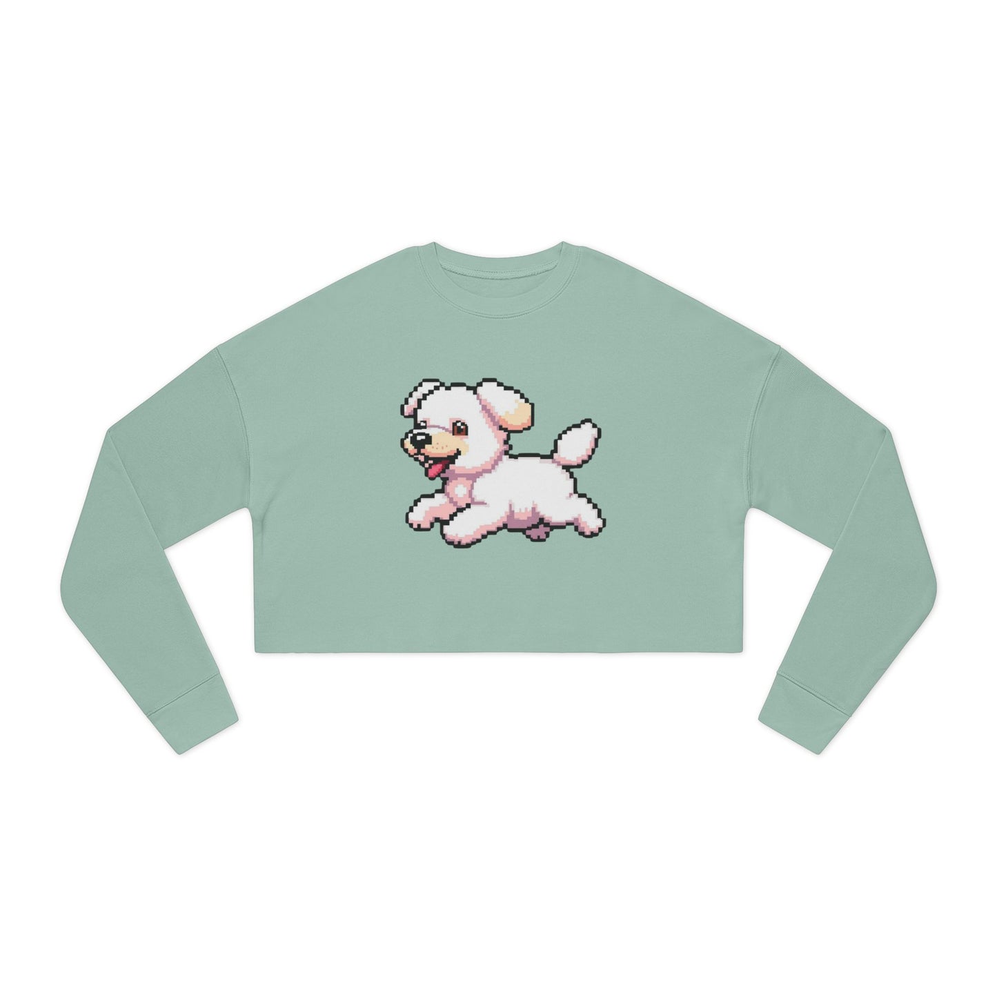 Playful Puppy Women's Cropped Sweatshirt, Cute Dog Sweatshirt, Pet Lover Gift, Casual Chic Top, Spring Fashion, Animal Lover Apparel