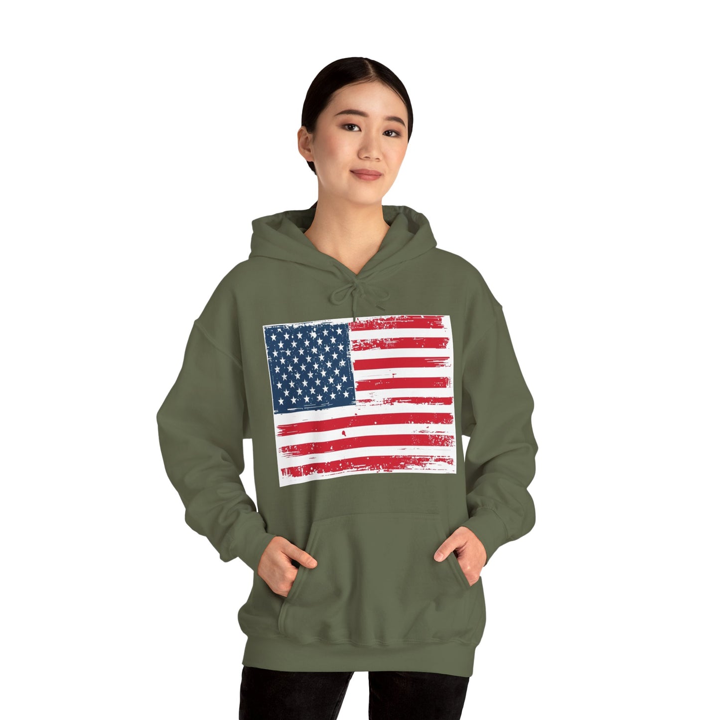 Vintage American Flag Hoodie, Unisex Sweatshirt for Independence Day, Patriotic Gift, Cozy Outerwear, 4th of July Celebration