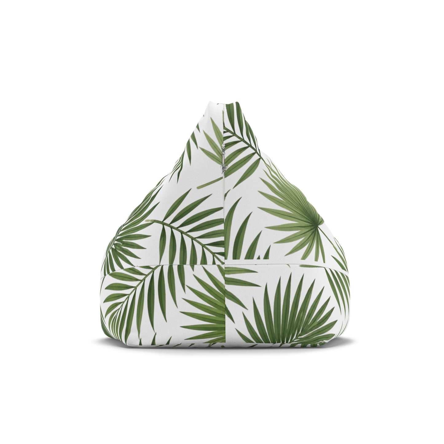 Tropical Palm Leaf Bean Bag Cover - Green Botanical Floor Pouf Slipcover