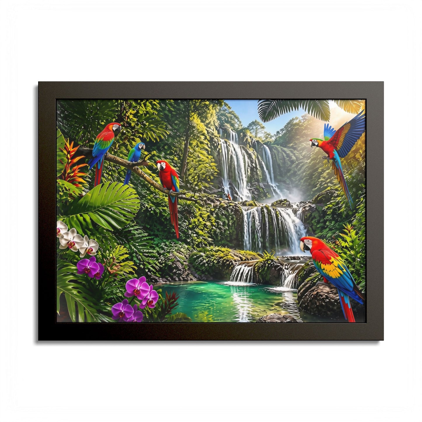 Tropical Waterfall Parrot Poster