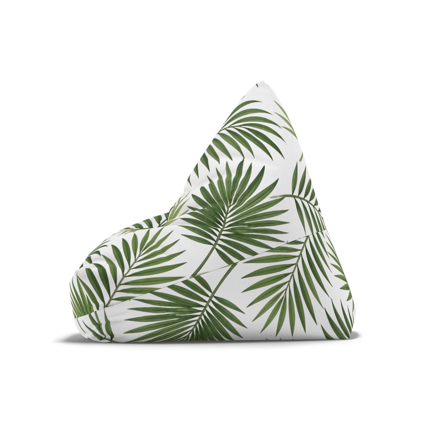 Tropical Palm Leaf Bean Bag Cover - Green Botanical Floor Pouf Slipcover
