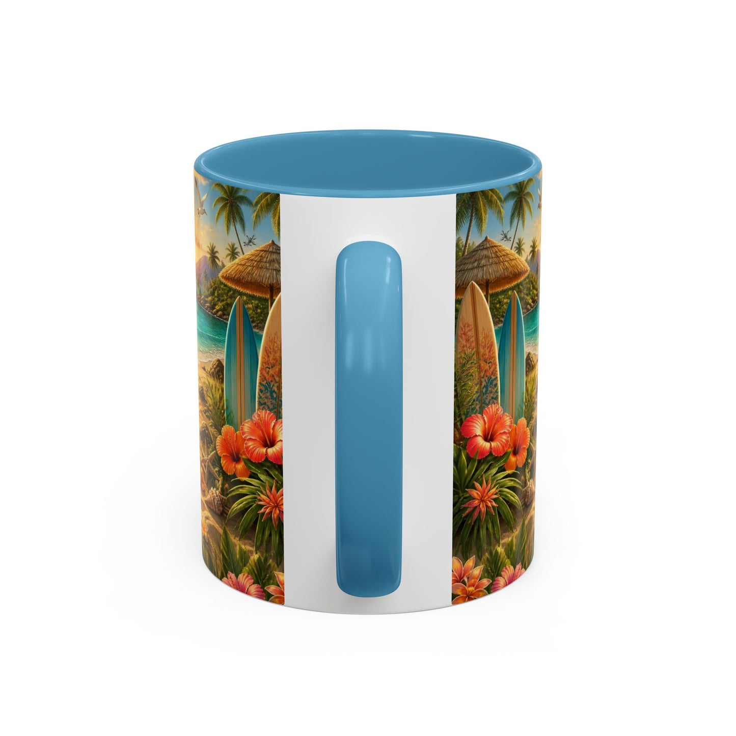Tropical Beach Coffee Mug – Sunset Luau Hawaiian Floral Accent
