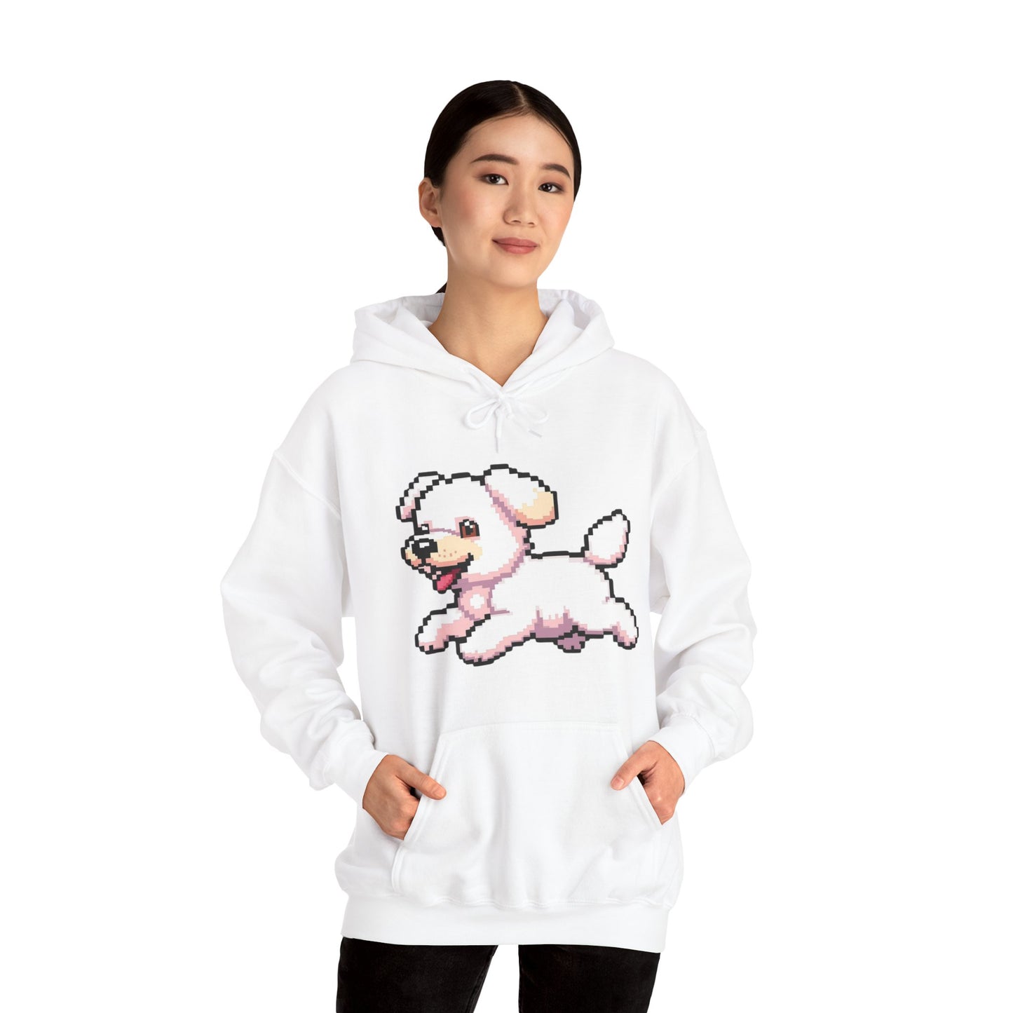 Pixelated Dog Unisex Hoodie, Cozy Pet Lover Sweatshirt, Cute Dog Design, Gift for Animal Lovers, Ideal for Casual Wear, Perfect for Holidays