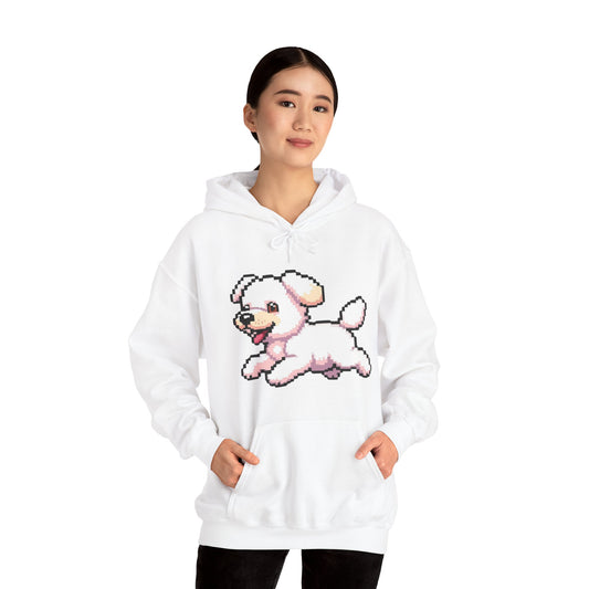 Pixelated Dog Unisex Hoodie, Cozy Pet Lover Sweatshirt, Cute Dog Design, Gift for Animal Lovers, Ideal for Casual Wear, Perfect for Holidays