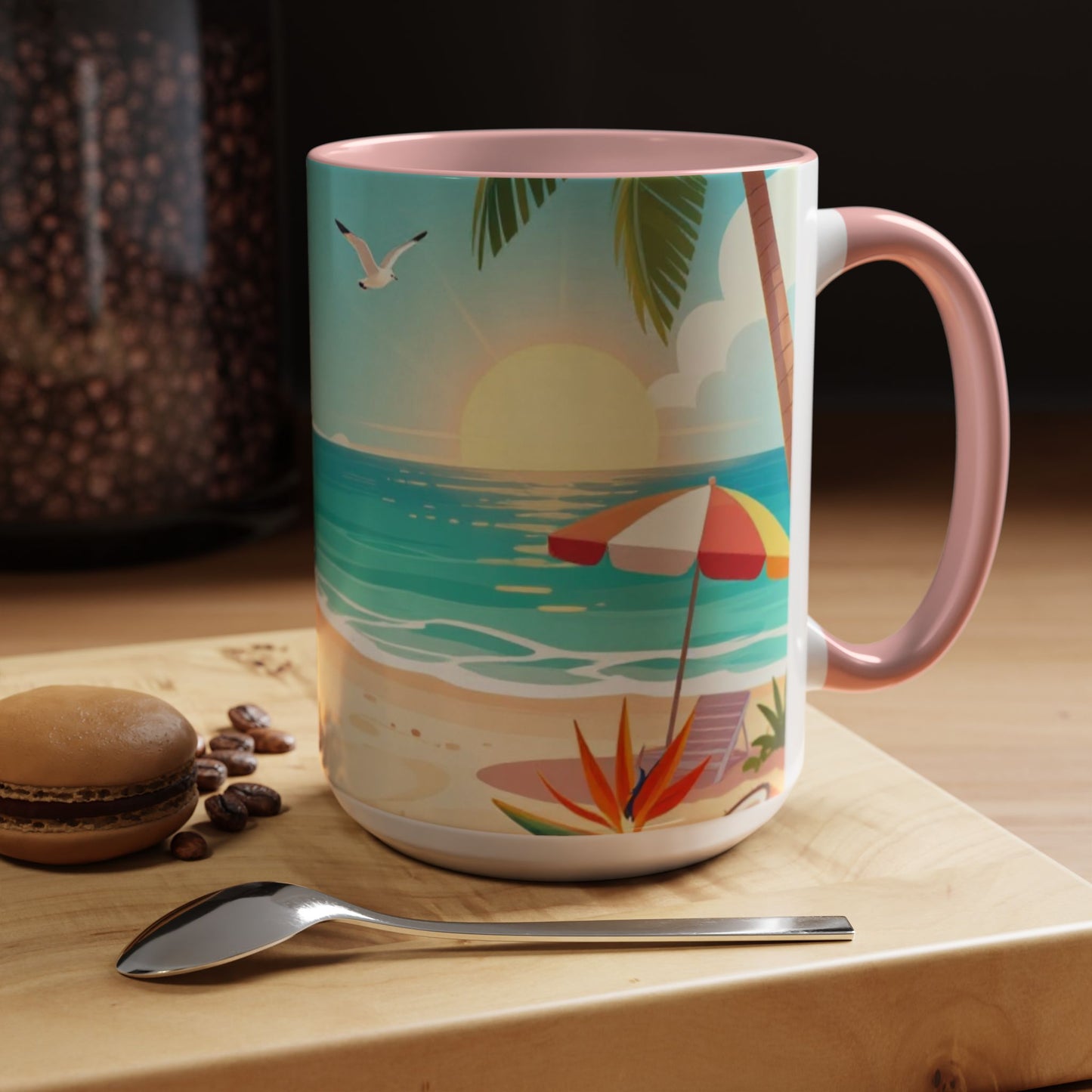 Beach Sunrise Coffee Mug — Tropical Ocean Scene Accent Mug (11/15oz)