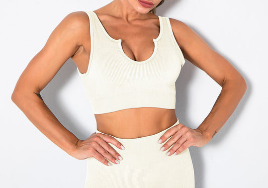 Seamless 2-Piece Workout Set for Women – Ribbed Crop Tank & High-Waist Shorts