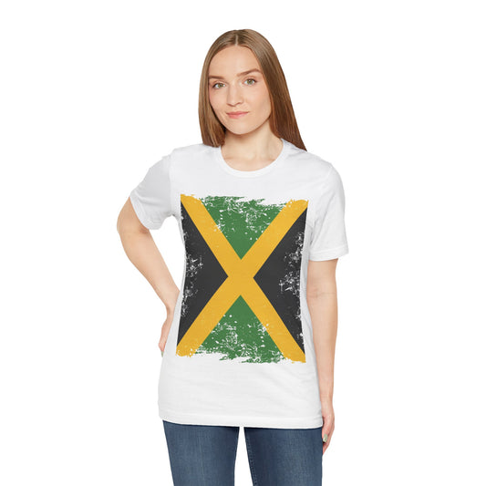 Jamaican Flag Short Sleeve Tee, Unisex Graphic Tee, Casual Wear, Festival Shirt, Gift for Music Lovers, Summer Vibes