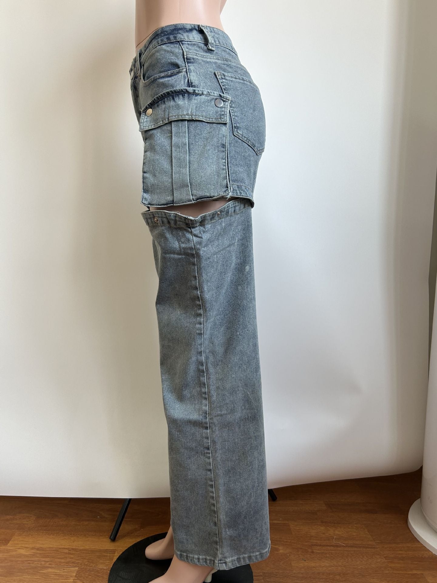 Women's 2-in-1 Stretch Denim Shorts/Pants  - Detachable