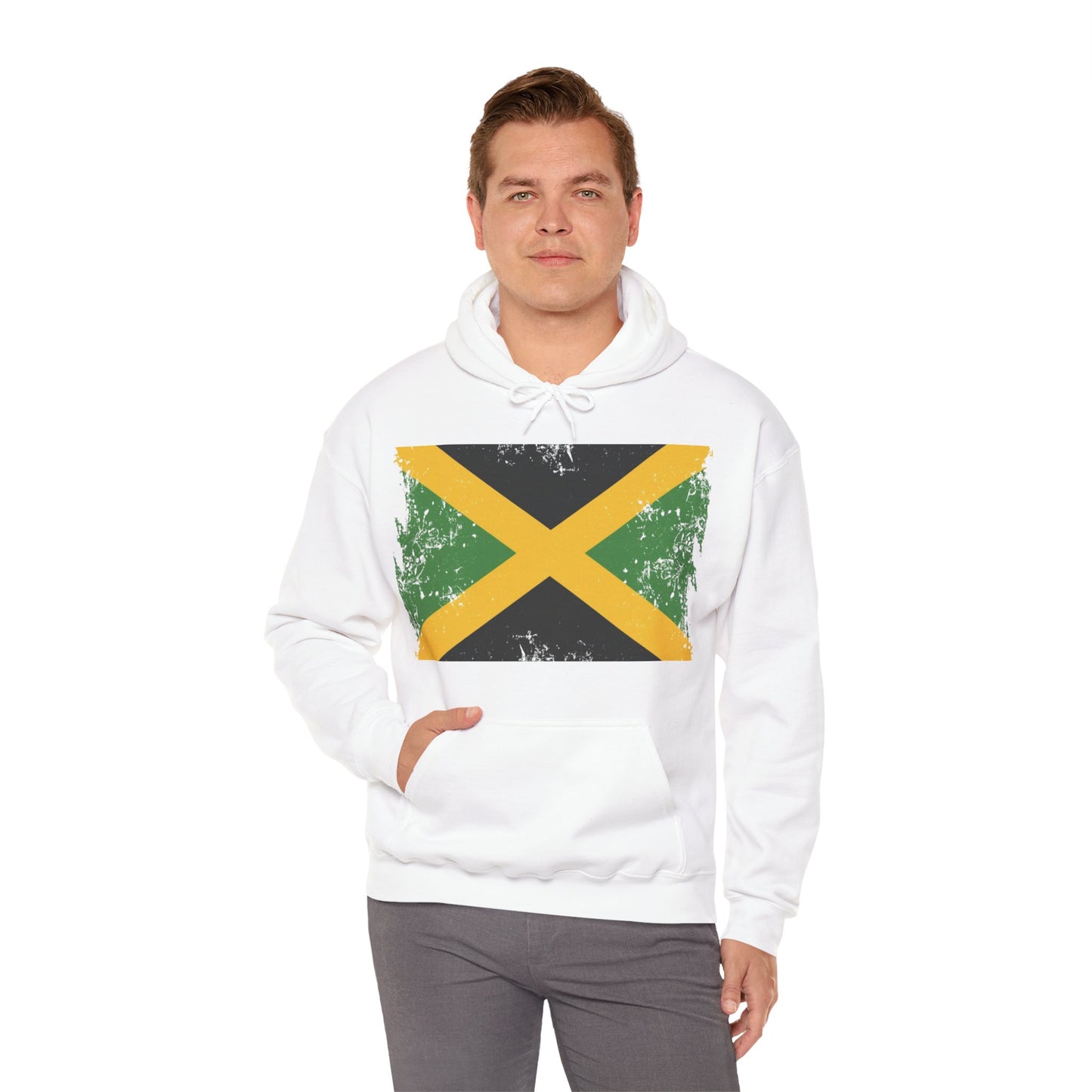 Jamaican Flag Hoodie, Unisex Heavy Blend Hooded Sweatshirt, Cool Casual Wear, Perfect for Festivals, Celebration Apparel, Gift for him/her
