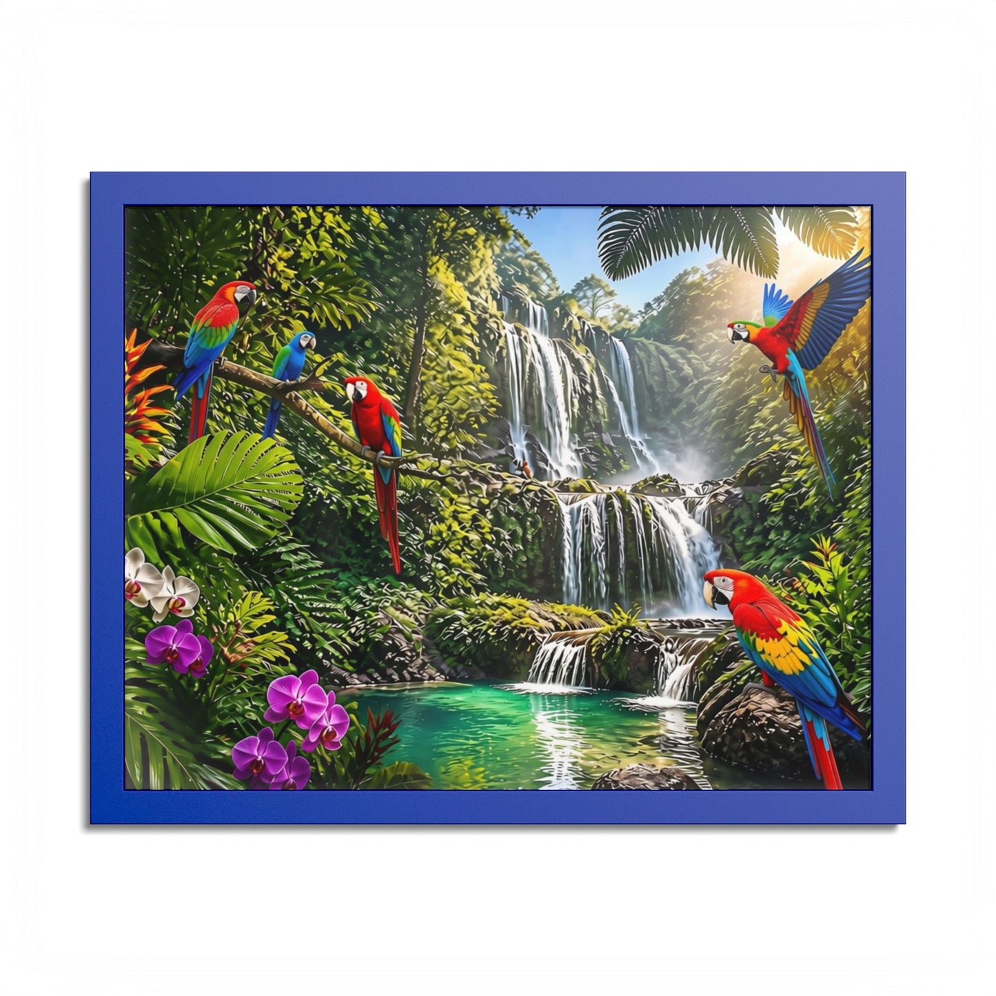 Tropical Waterfall Parrot Poster