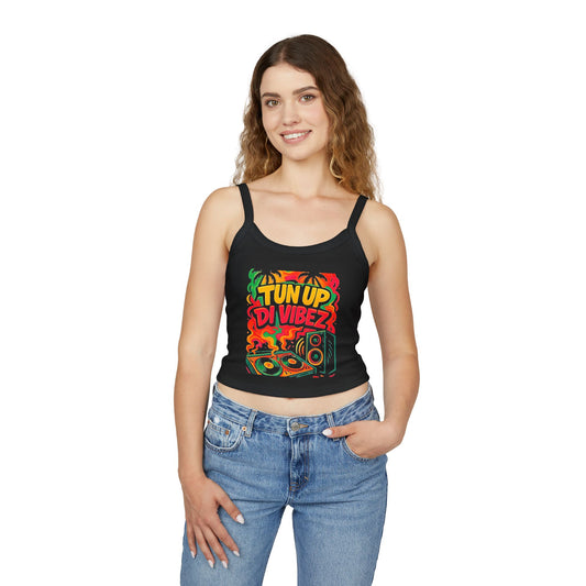 Tun Up Di Vibes Crop Tank Top — Women's Spaghetti Strap Summer Tank