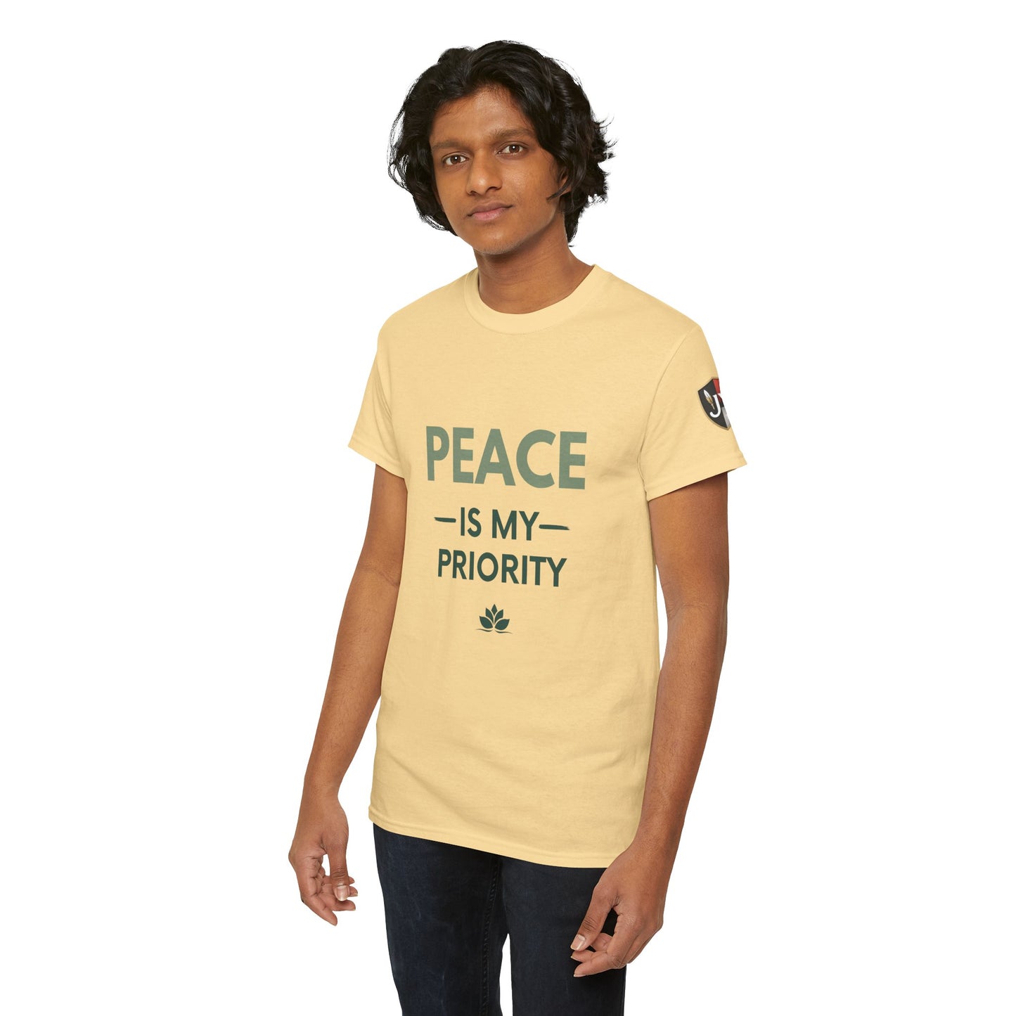 Peace is My Priority Unisex Heavy Cotton Tee, Relaxed Fit T-Shirt, Mindfulness Shirt, Gift for Meditation Lovers