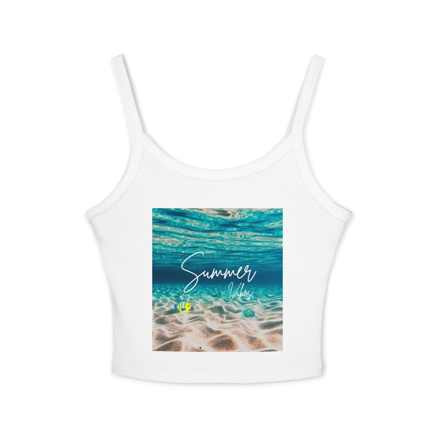 Camiseta de tirantes finos "Summer Vibes" - Ropa de playa, conjunto para vacaciones, moda de verano, top casual