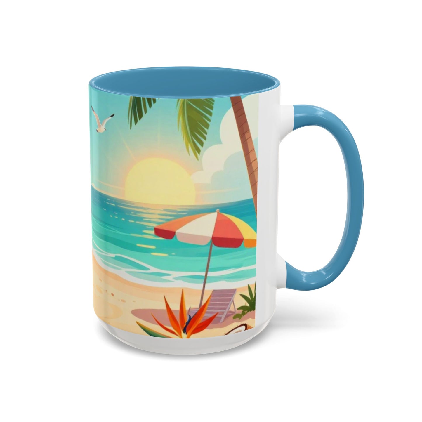 Beach Sunrise Coffee Mug — Tropical Ocean Scene Accent Mug (11/15oz)