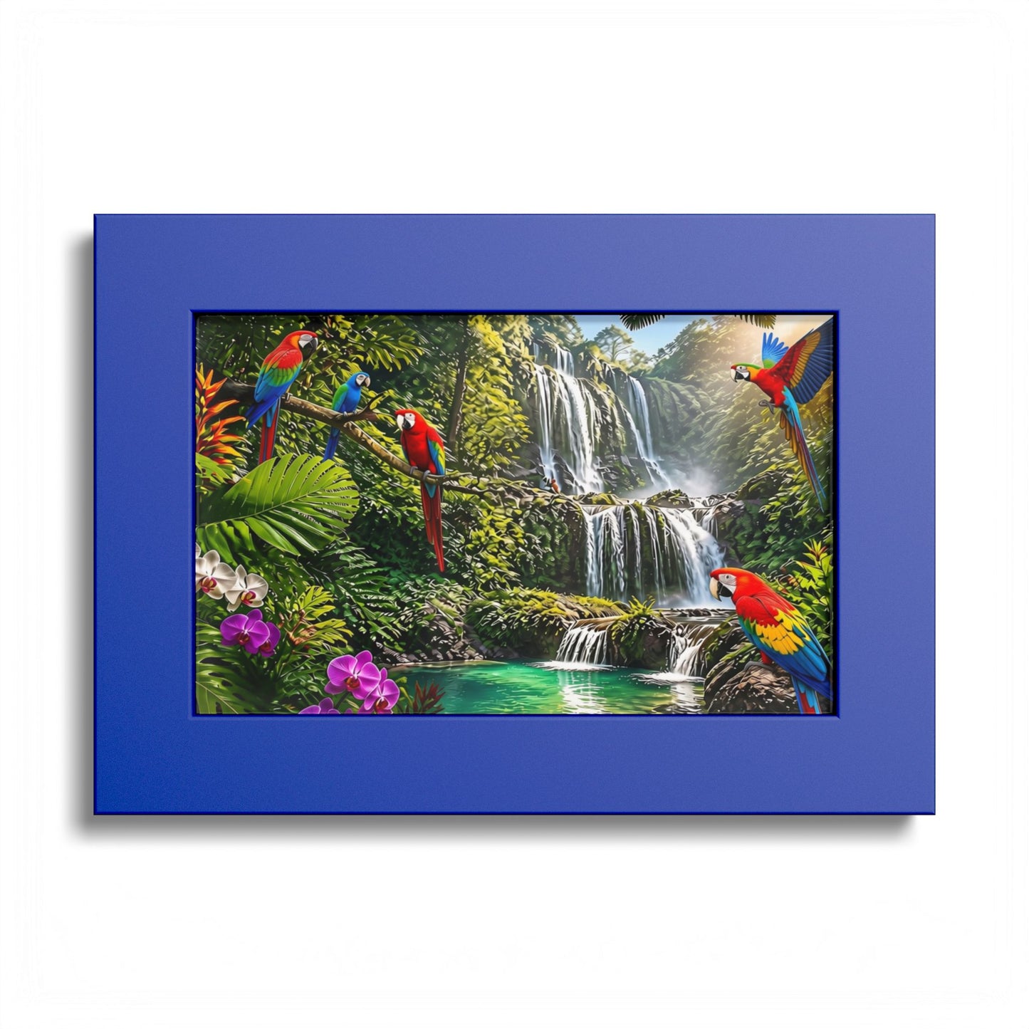 Tropical Waterfall Parrot Poster