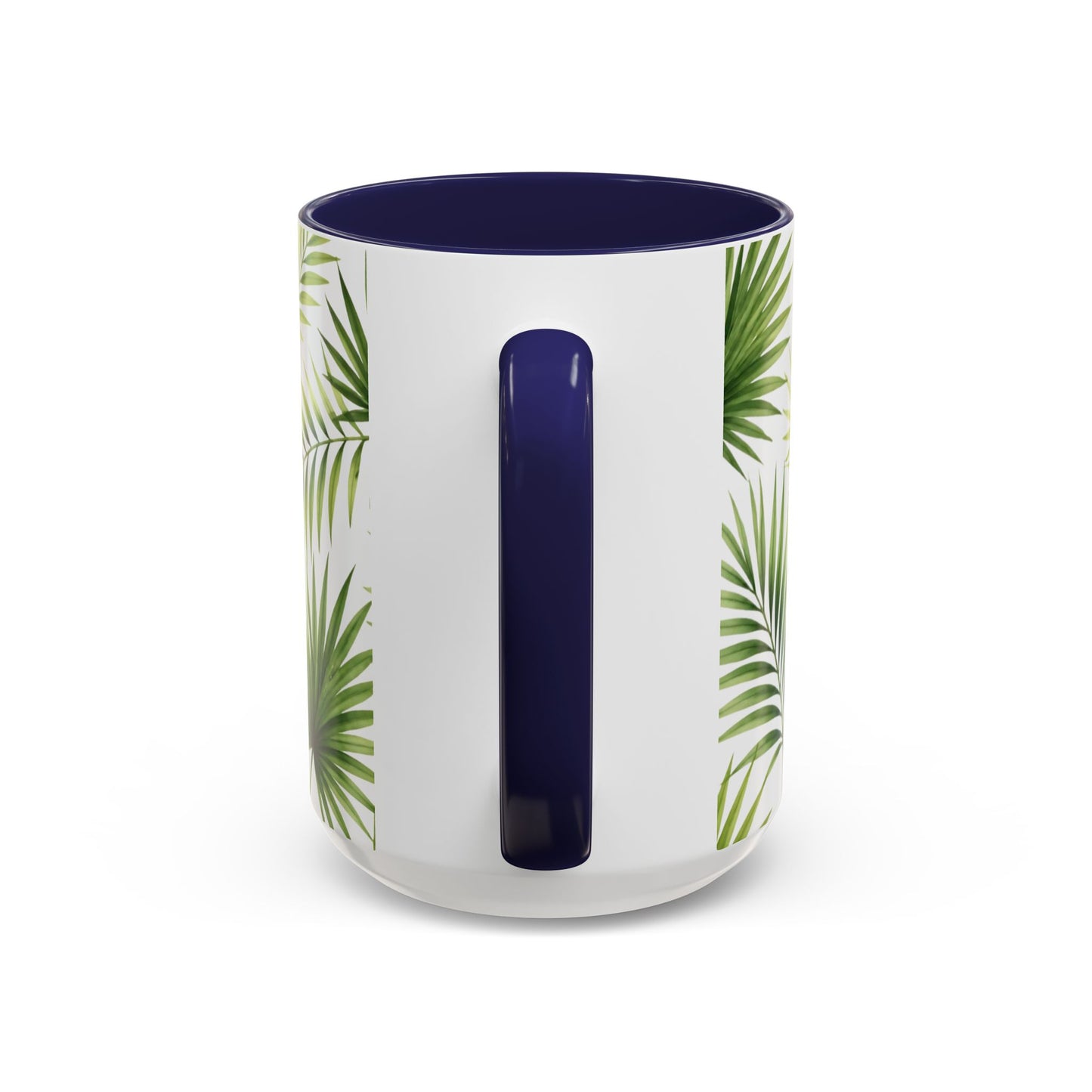 Tropical Palm Accent Coffee Mug – Green Leaf Pattern, 11/15oz