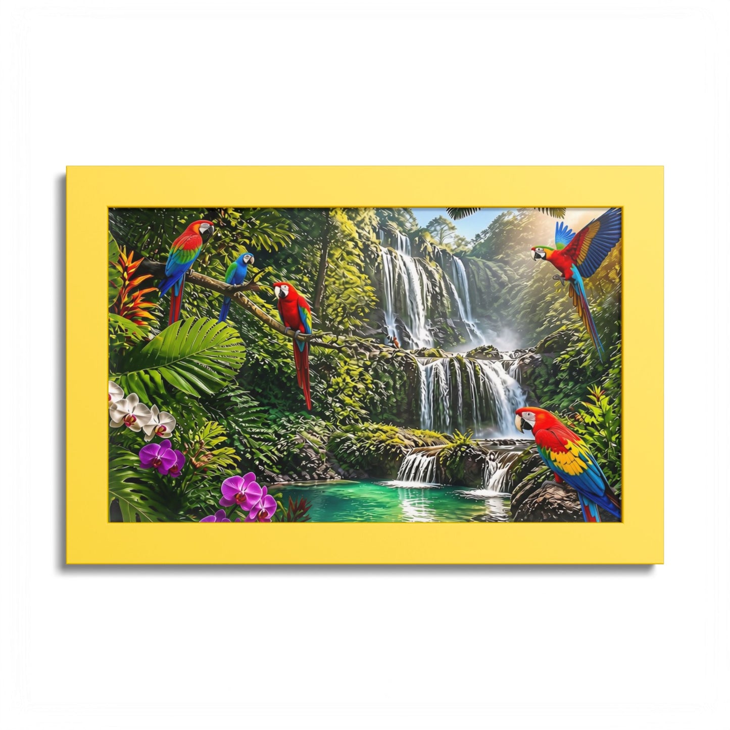 Tropical Waterfall Parrot Poster