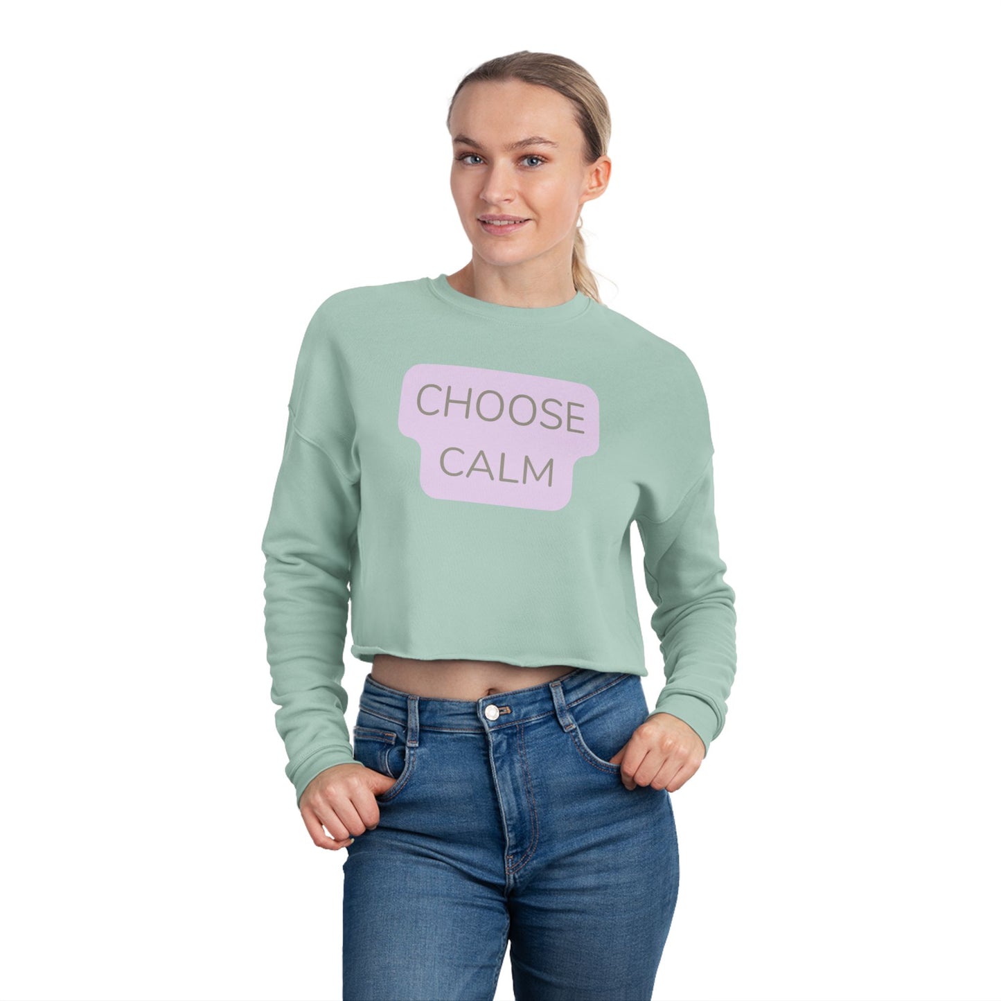 Cropped Sweatshirt — "Choose Calm" Relaxed Women's Crop Top