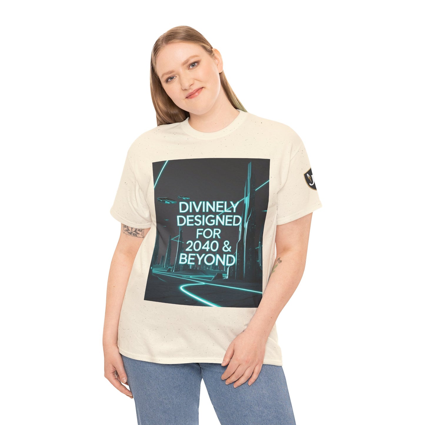 Futuristic Urban Tee for Tech Lovers - Unisex Heavy Cotton