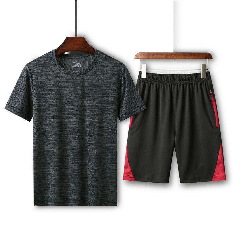 Men’s Summer Fitness Set – Quick-Dry T-Shirt & Shorts Running Suit