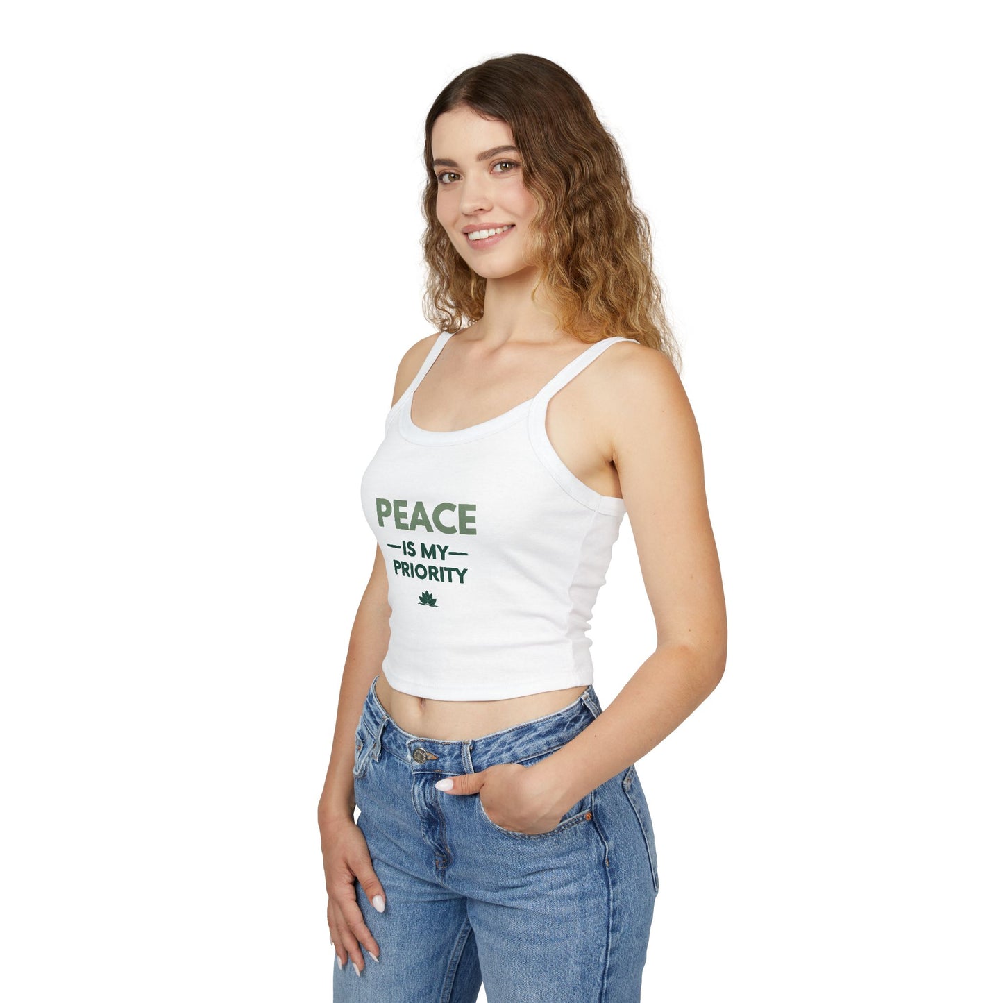Peace Is My Priority Tank Top — Women's Spaghetti-Strap Crop