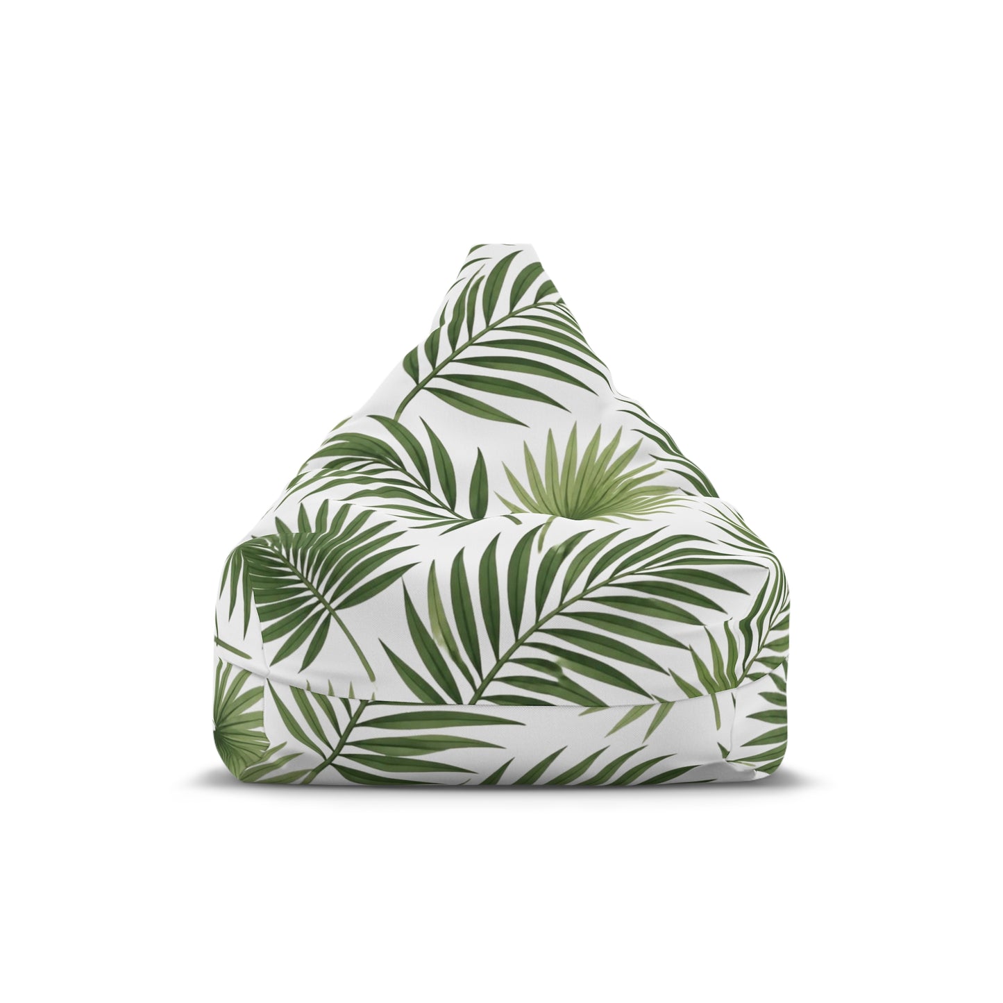 Tropical Palm Leaf Bean Bag Cover - Green Botanical Floor Pouf Slipcover