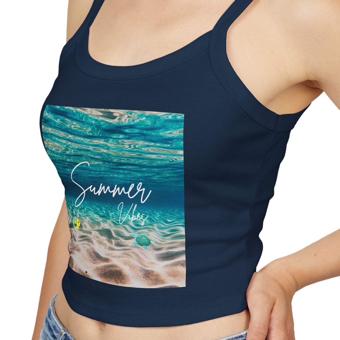 Camiseta de tirantes finos "Summer Vibes" - Ropa de playa, conjunto para vacaciones, moda de verano, top casual