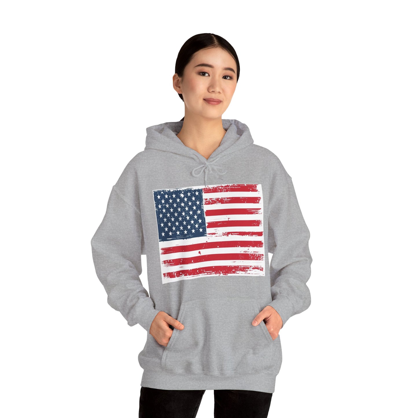 Vintage American Flag Hoodie, Unisex Sweatshirt for Independence Day, Patriotic Gift, Cozy Outerwear, 4th of July Celebration