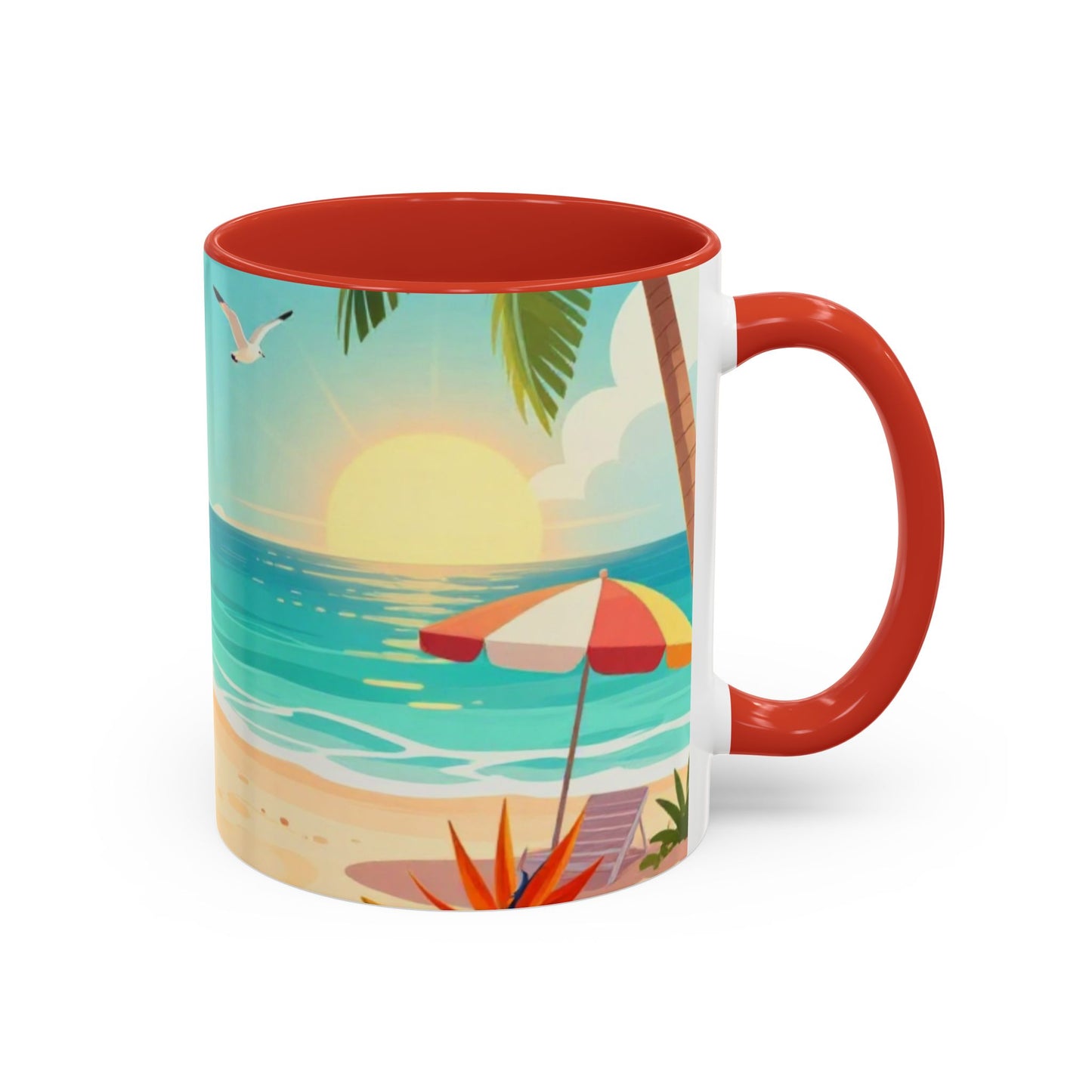 Beach Sunrise Coffee Mug — Tropical Ocean Scene Accent Mug (11/15oz)