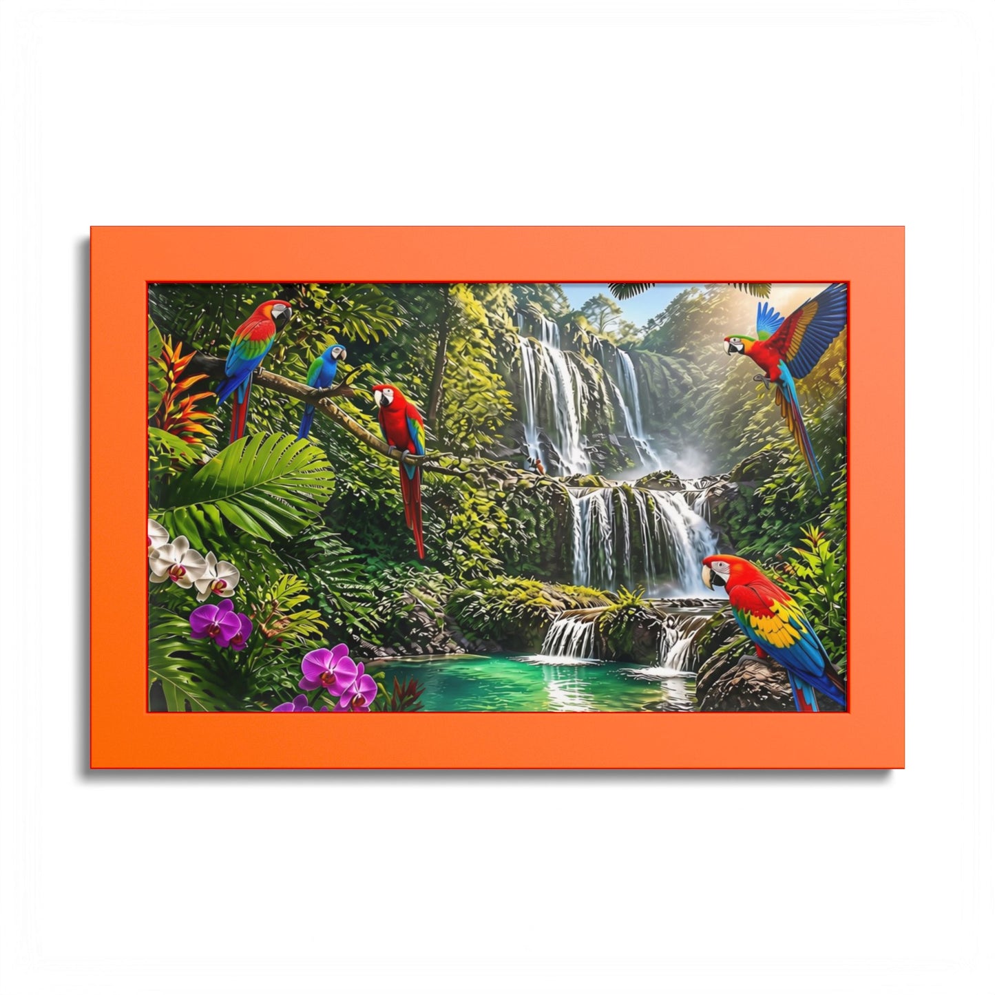 Tropical Waterfall Parrot Poster