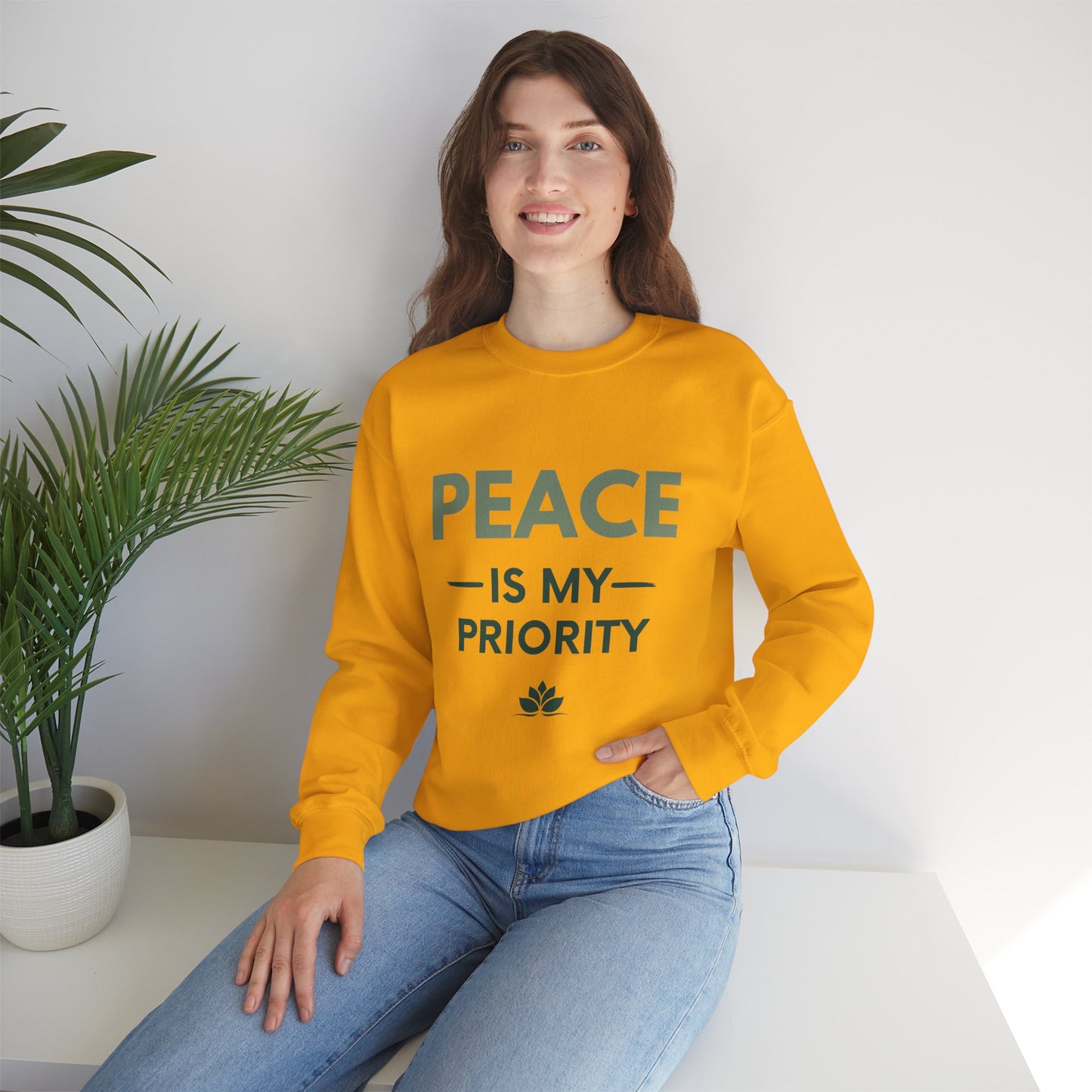 Peace Is My Priority Sweatshirt — Relaxed Crewneck Pullover for Mindfulness & Self-Care