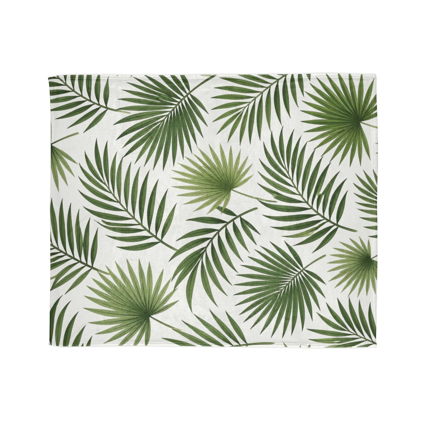 Tropical Palm Leaf Throw Blanket – Green Botanical Polyester Blanket