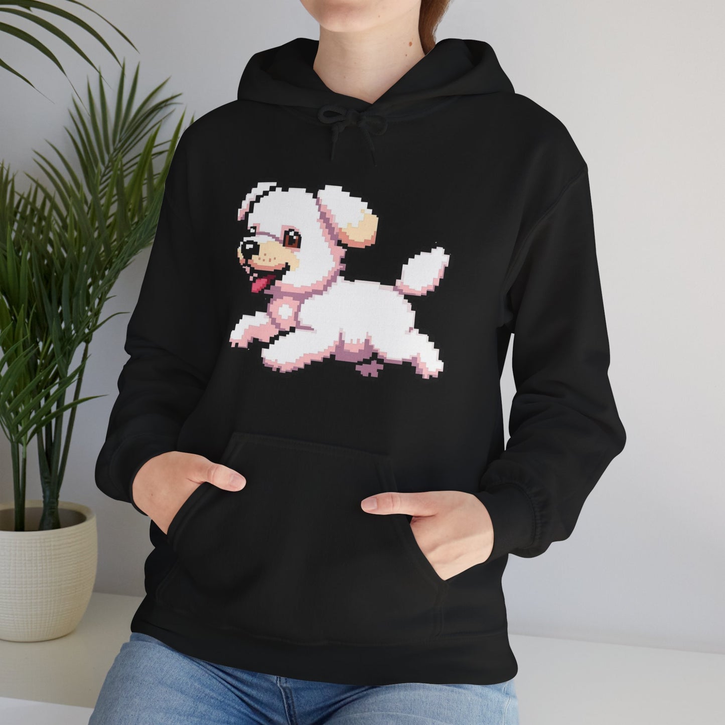 Pixelated Dog Unisex Hoodie, Cozy Pet Lover Sweatshirt, Cute Dog Design, Gift for Animal Lovers, Ideal for Casual Wear, Perfect for Holidays