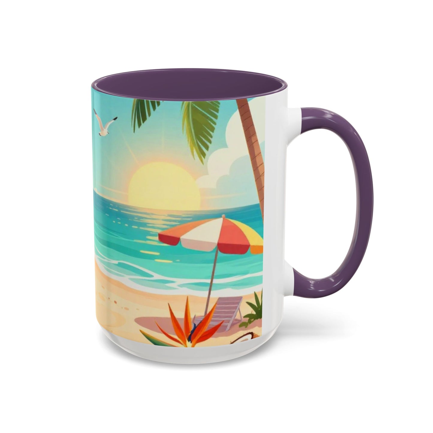 Beach Sunrise Coffee Mug — Tropical Ocean Scene Accent Mug (11/15oz)