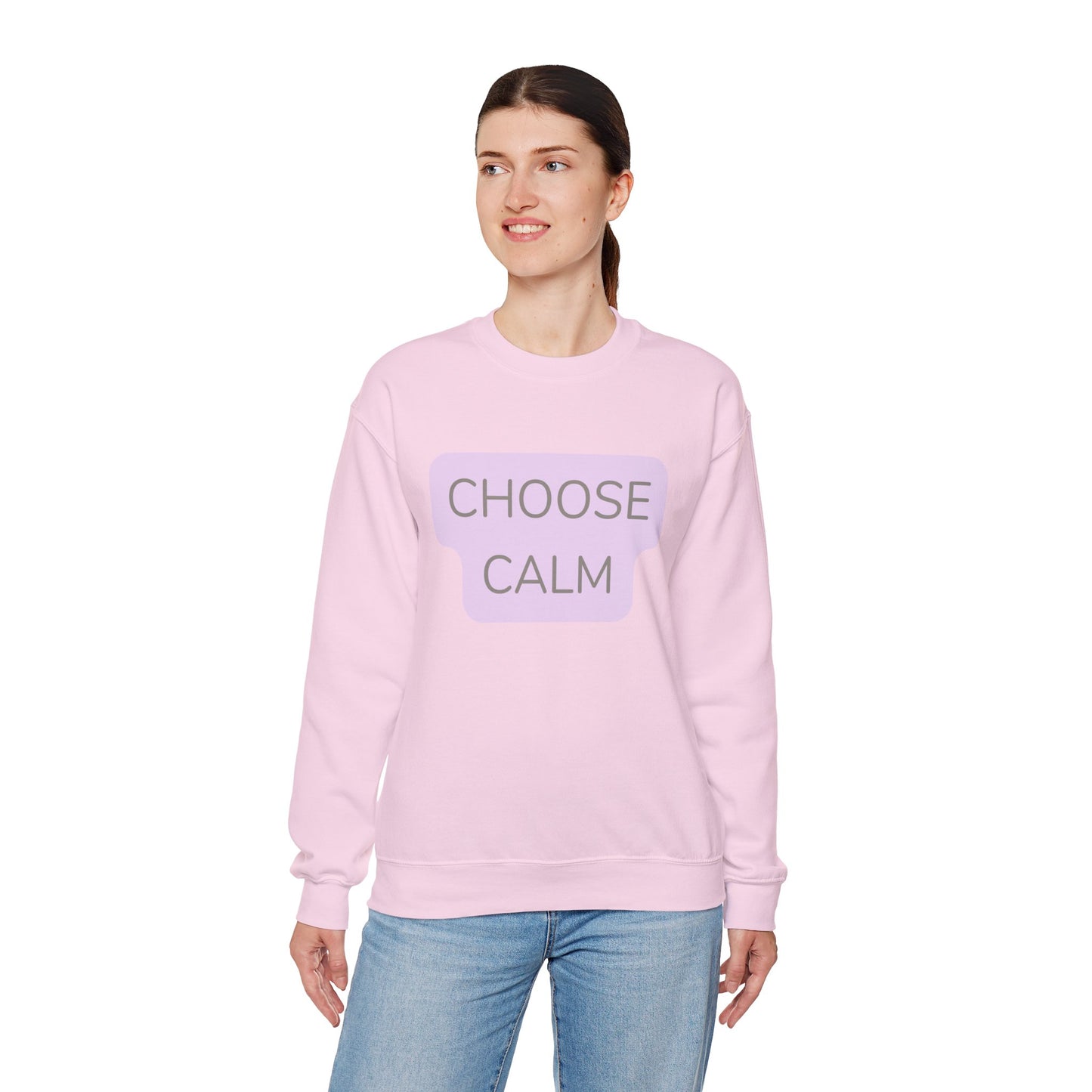 Crewneck Sweatshirt — "Choose Calm" Pastel Wellness Graphic