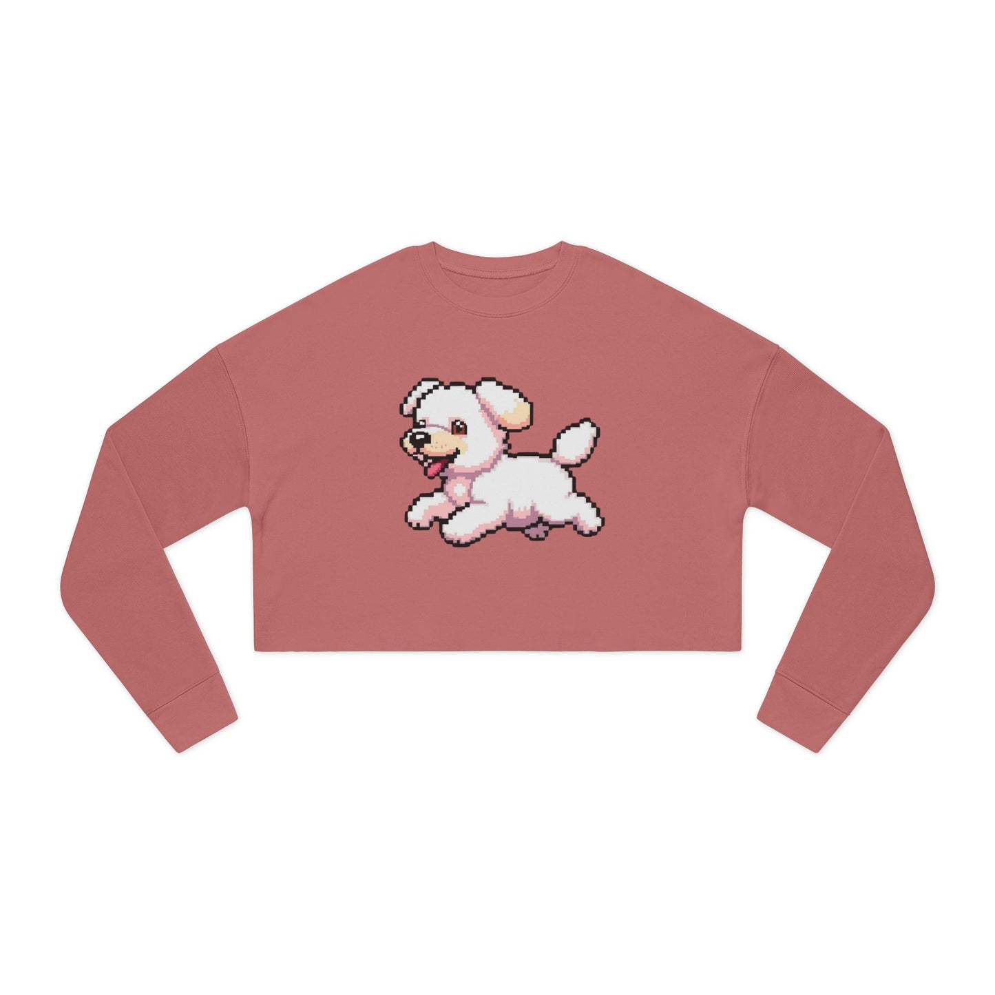 Playful Puppy Women's Cropped Sweatshirt, Cute Dog Sweatshirt, Pet Lover Gift, Casual Chic Top, Spring Fashion, Animal Lover Apparel